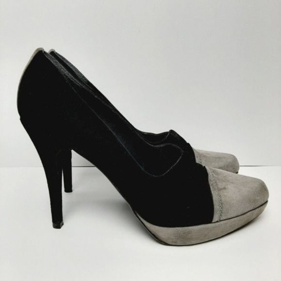 STUART WEITZMAN Genuine Suede Leather Pumps High Heel Stiletto Black Grey Sz 10 - Picture 3 of 13